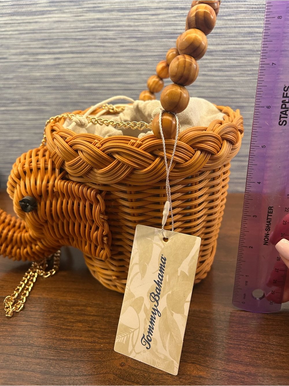 NWT Tommy Bahama Elephant Wicker Rattan Crossbody Handbag Purse - Picture 5 of 6